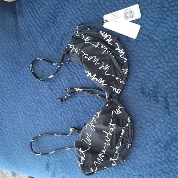 Weworewhat bikini 2 piece set ruched string bottom ruched underwire top … - Picture 4 of 9